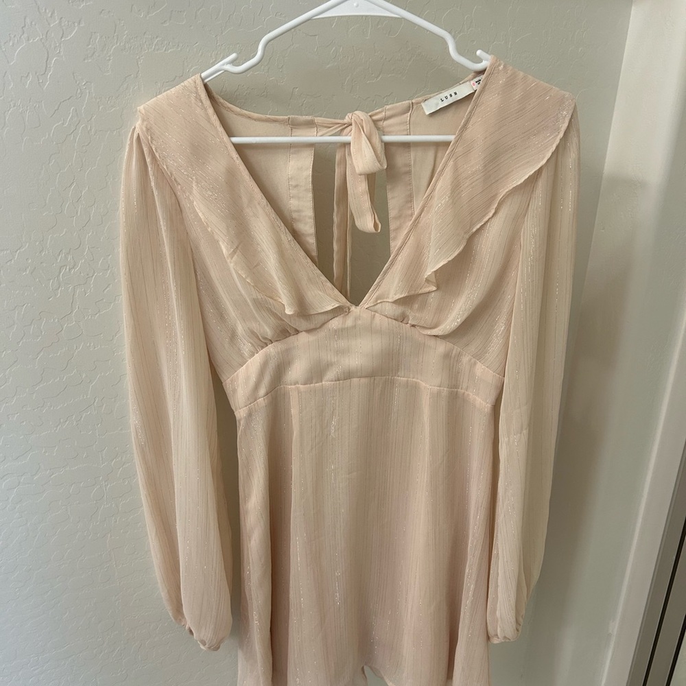 Lush Cream Mini Dress with Ruffle Detail